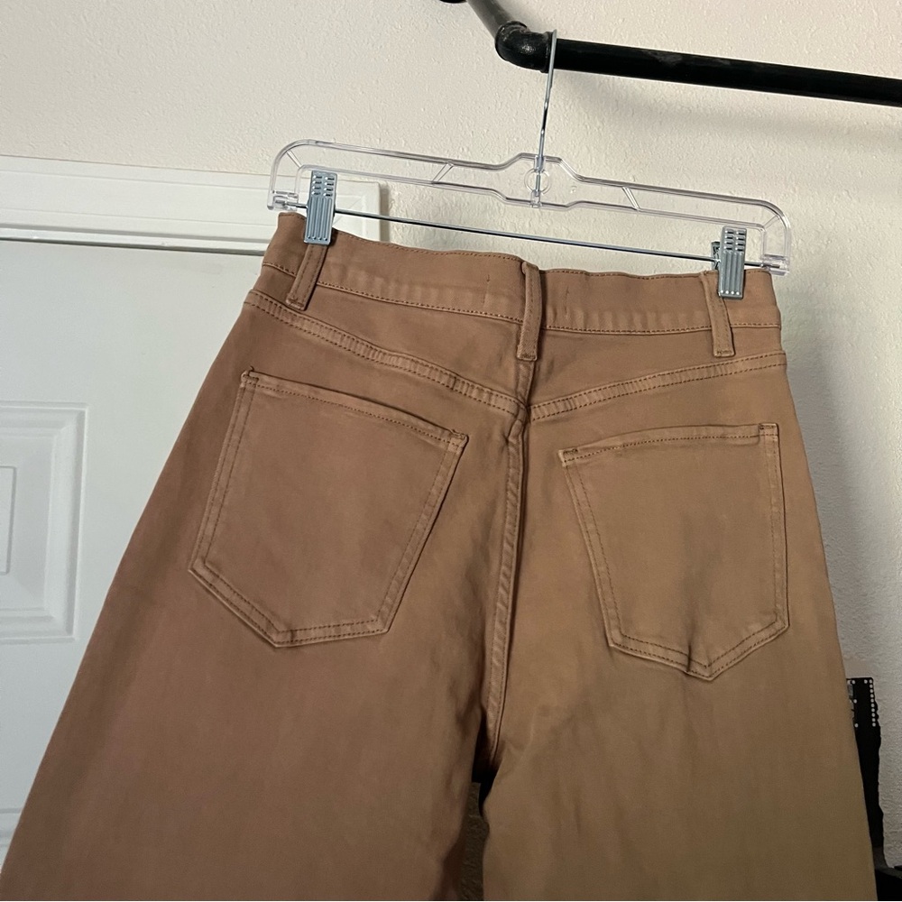SOLAI brown denim cotton spandex stretch wide leg jeans pants - Picture 4 of 6